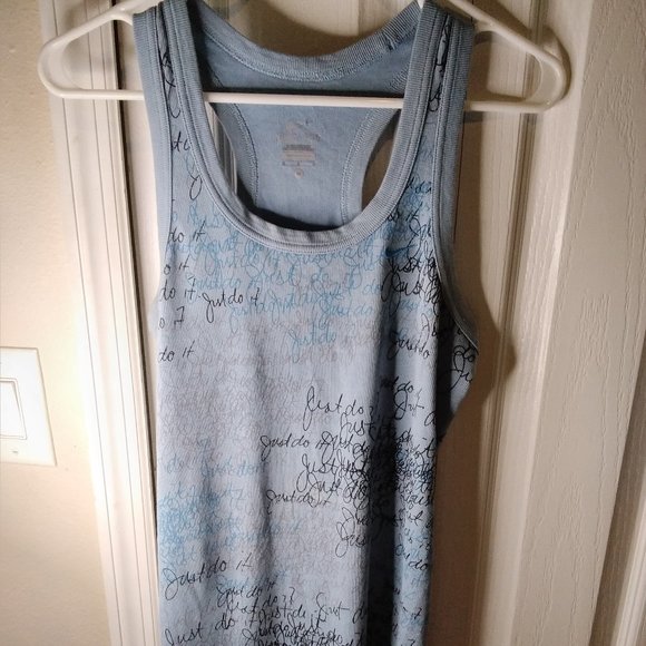 Nike Just Do It Dri-Fit Tank Top Light Blue Graphic Racerback Size M - Picture 1 of 4
